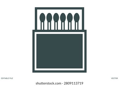 Open matchbox with safety matches vector icon for fire ignition kitchen camping survival equipment