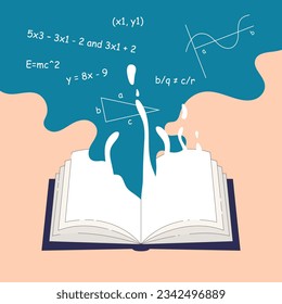 Open Math book education illustration colorful shapes