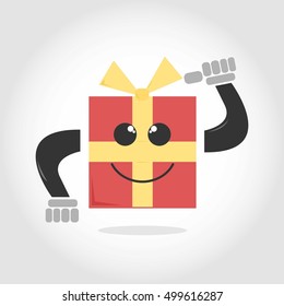 Open Me Gift Box Cartoon Illustration