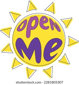 Open me illustration vector graphic perfect for your smile business packaging sticker