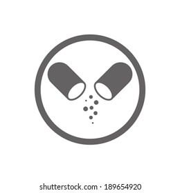 Open medical capsule vector icon isolated.