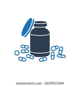 Ícone De Recipiente De Medicamentos Aberto Isolado No Plano De Fundo Branco
