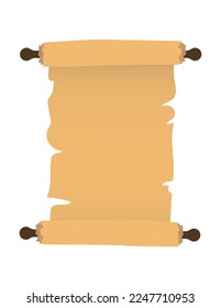 Open medieval document for announcements, antique papyrus. Vector illustration in cartoon design isolated