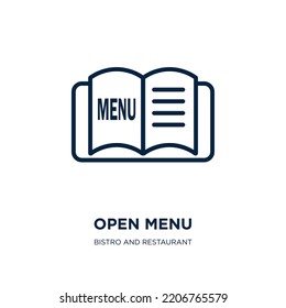 Open Menu Icon From Bistro And Restaurant Collection. Thin Linear Open Menu, Menu, Open Outline Icon Isolated On White Background. Line Vector Open Menu Sign, Symbol For Web And Mobile