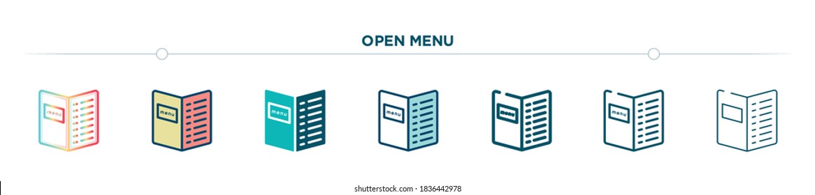 open menu icon designed in gradient, filled, two color, thin line and outline style. vector illustration of open menu vector icons. can be used for mobile, ui, web
