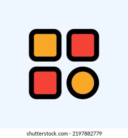 Icono de menú abierto en el estilo de línea rellena sobre la interfaz de usuario, uso para presentación de aplicaciones móviles del sitio web