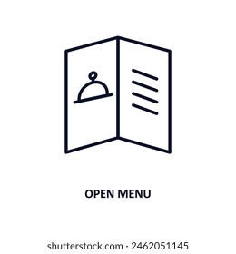 open menu outline icon.  Thin line icon from bistro and restaurant collection. Editable vector isolated on white background