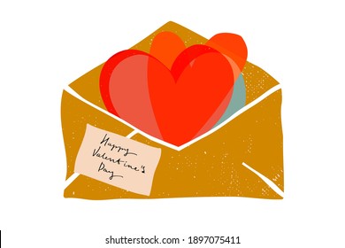 Open message with hearts in vintage style. Valentine s Day greetings.