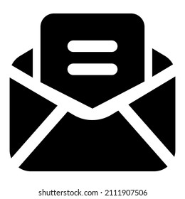open message icon with black color
