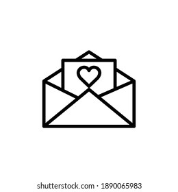 open message line icon with heart. symbol of love. simple design editable. Design template vector