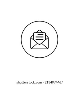 Abrir mensaje, vector de iconos de correo en línea circular