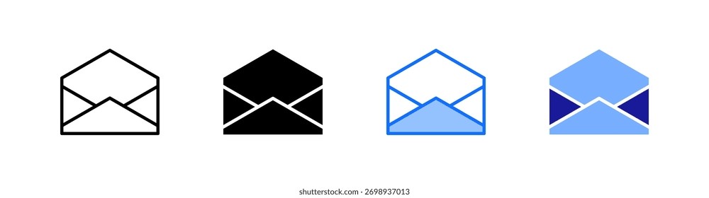 Open Message Multiple Style Icon Set Vector