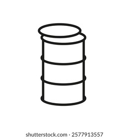Open metal barrel icon. Vector. Line style.