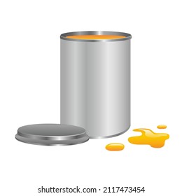 open metal jar with orange paint