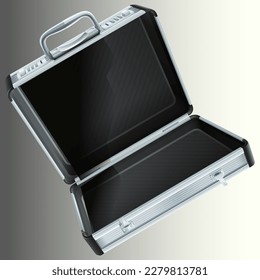 open metal suitcase vector illustration