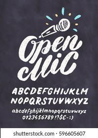 Open Mic. Chalkboard Sign Template.