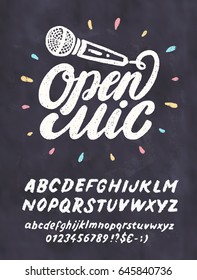 Open Mic. Chalkboard Sign Template.