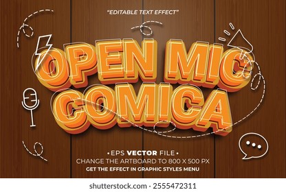 Open Mic Comica 3d text effect editable effect