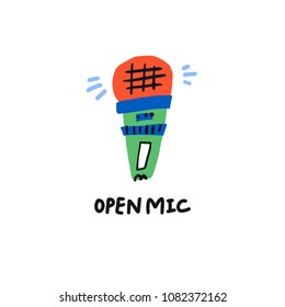 Open Mic Concept - Illustration For Music Night Banner Or Flyer.