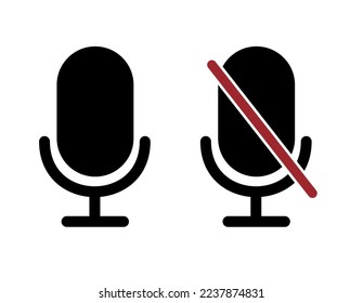 Open mic and muted mic icon. Vector with microphone for web and social network on white background