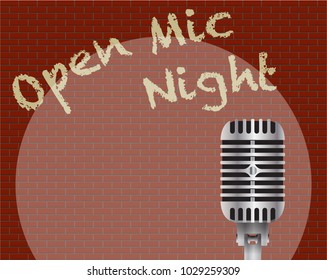 An Open Mic Night With Spotlight on microphone Background