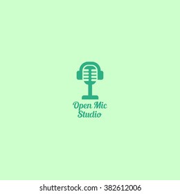 Open mic studio logo design template. Vector illustration. best for business, promotion, advertisement, and promotion