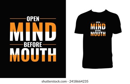 Offener Geist vor Mundtypografie und Briefing T-Shirt-Design
