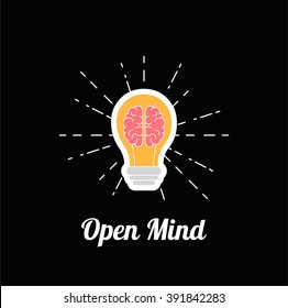 Open mind. Brain in lamp