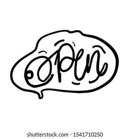 Open mind concept. Open sign. Hand lettering for your design 