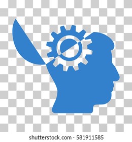 Open Mind Gear vector icon. Illustration style is a flat iconic cobalt symbol on a transparent background.