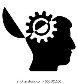 Open Mind Gear vector pictogram. Style is flat graphic symbol, black color, white background.