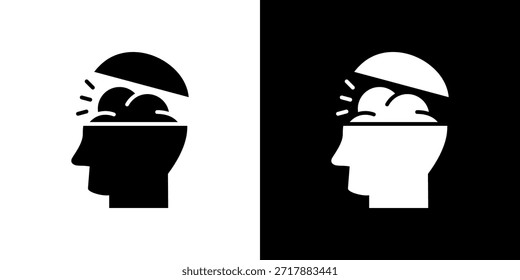 Open Mind icon black and white filled.