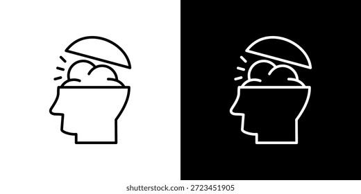 Icono de Open Mind contorno en blanco y negro.