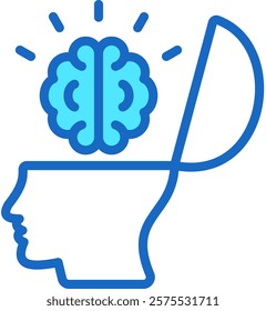 Open Mind Icon Blue Color Vector Illustration