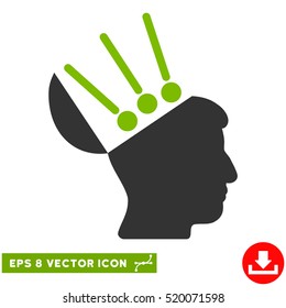 Open Mind Interface EPS vector pictograph. Illustration style is flat iconic bicolor eco green and gray symbol on white background.