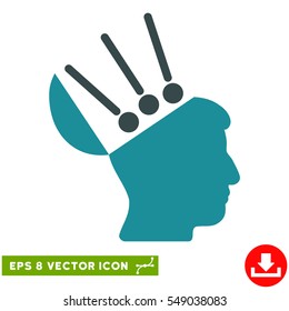 Open Mind Interface EPS vector pictograph. Illustration style is flat iconic bicolor soft blue symbol on white background.