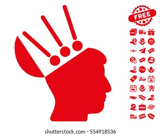Open Mind Interface icon with free bonus clip art. Vector illustration style is flat iconic symbols, red color, white background.
