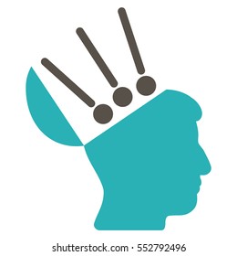 Open Mind Interface vector icon. Style is flat graphic bicolor symbol, grey and cyan colors, white background.