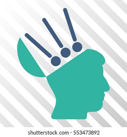 Open Mind Interface vector icon. Illustration style is flat iconic bicolor cobalt and cyan symbol on a hatch transparent background.