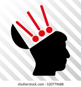 Open Mind Interface vector pictograph. Illustration style is flat iconic bicolor intensive red and black symbol on a hatch transparent background.