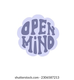 Open mind lettering in groovy style violet color