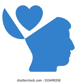 Open Mind Love Heart vector pictograph. Style is flat graphic symbol, cobalt color, white background.