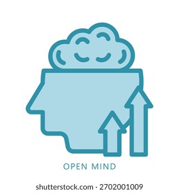 Icono de la mini ilustración de la mente abierta. Uso Para El Concepto Moderno, Impresión, Ui, Ux Kit, Web Y Desarrollo De App. Vector Relacionado Con Finanzas De Negocios, Administración Y Más
