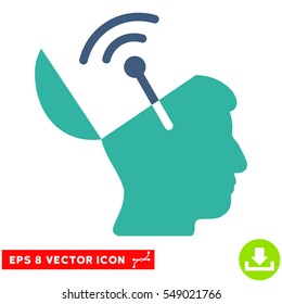 Open Mind Radio Interface EPS vector icon. Illustration style is flat iconic bicolor cobalt and cyan symbol on white background.