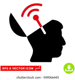 Open Mind Radio Interface EPS vector pictograph. Illustration style is flat iconic bicolor intensive red and black symbol on white background.