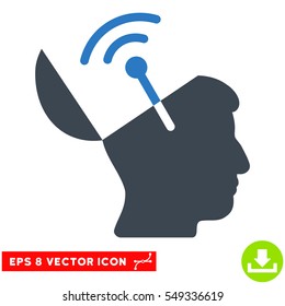 Open Mind Radio Interface EPS vector pictogram. Illustration style is flat iconic bicolor smooth blue symbol on white background.