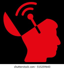 Open Mind Radio Interface vector icon. Style is flat graphic symbol, red color, black background.