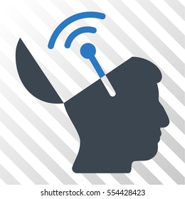 Open Mind Radio Interface vector icon. Illustration style is flat iconic bicolor smooth blue symbol on a hatch transparent background.