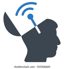 Open Mind Radio Interface vector pictograph. Style is flat graphic bicolor symbol, smooth blue colors, white background.