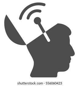 Open Mind Radio Interface vector pictogram. Style is flat graphic symbol, gray color, white background.